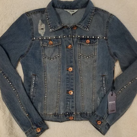 Rhinestone Denim Jacket-Size M-New - Picture 3 of 6